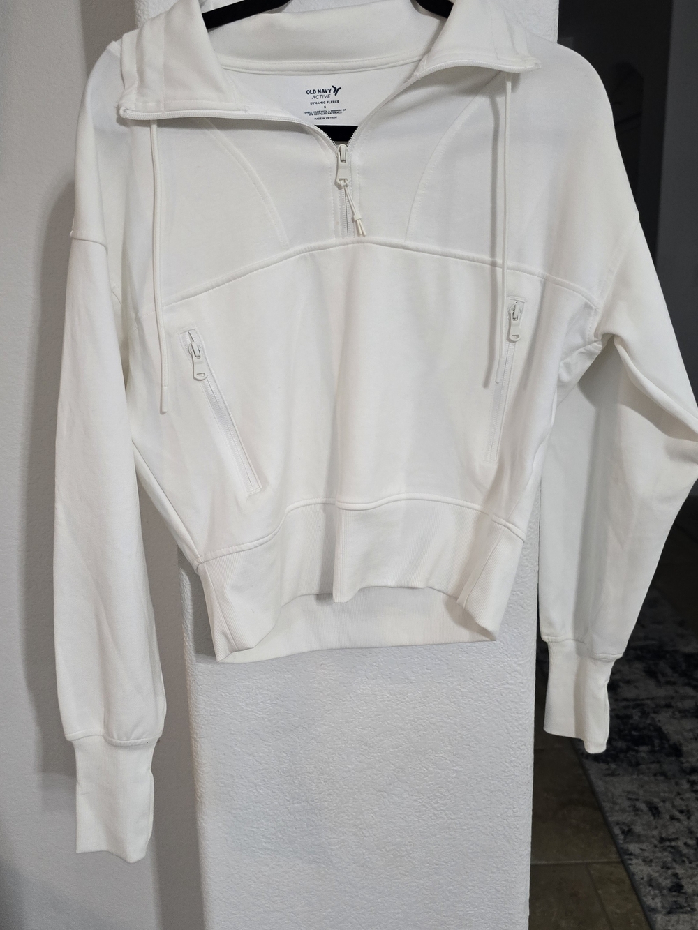 Old Navy Cream Half-Zip Hooded Pullover Sweatshirt